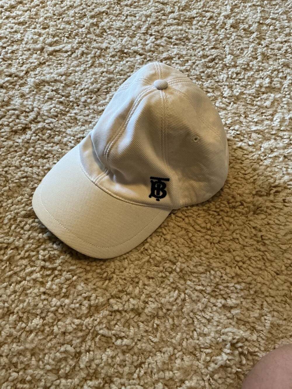 Burberry Monogram Pique Baseball Cap in White